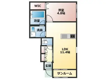 PEACE BOX 大和(1LDK/1階)の間取り写真