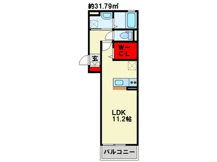 トレス城野館(ワンルーム/2階)の間取り写真