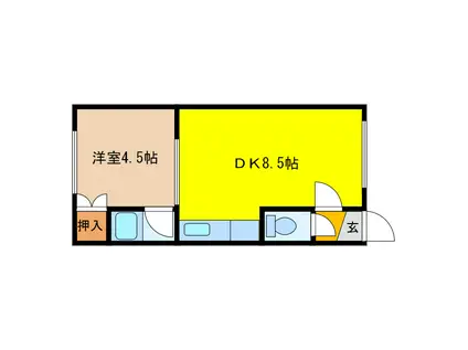 グランツ末広II(1DK/1階)の間取り写真