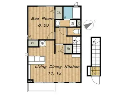 エクロジオンⅠ(1LDK/2階)の間取り写真