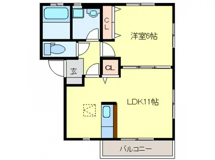 メゾン・ブランシェ I(1LDK/1階)の間取り写真