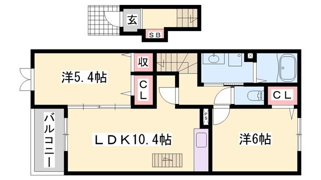 ドルチェII(2LDK/2階)の間取り写真