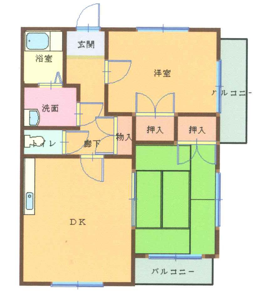 リビエ川崎4-C(2DK/4階)の間取り写真