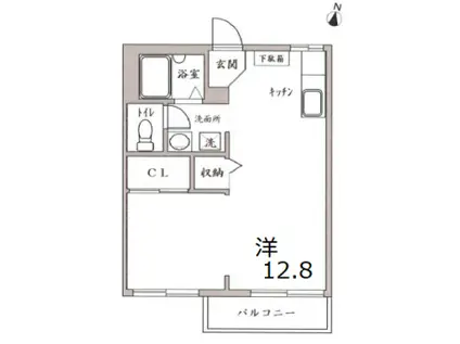 ルミエールモトヤマ(ワンルーム/2階)の間取り写真