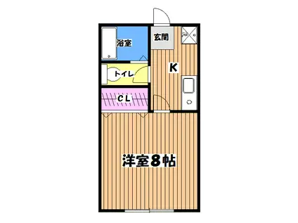 DOME-TAMA O棟(1DK/1階)の間取り写真