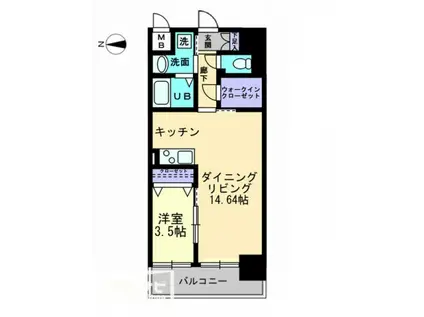 ソラノ瓦町(1LDK/6階)の間取り写真