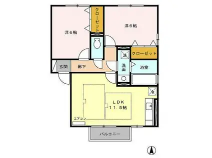 プレジール(2LDK/2階)の間取り写真