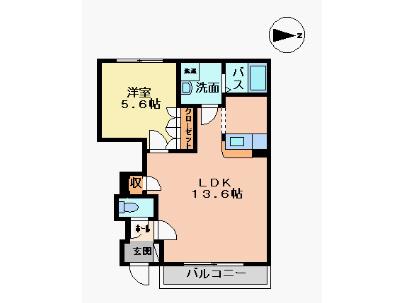 ゴーディアス(1LDK/1階)の間取り写真