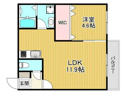 シャルマン京橋(1LDK/3階)の間取り写真