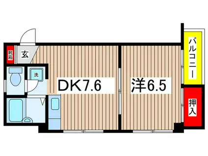 コーポラスタケヤ(1DK/6階)の間取り写真