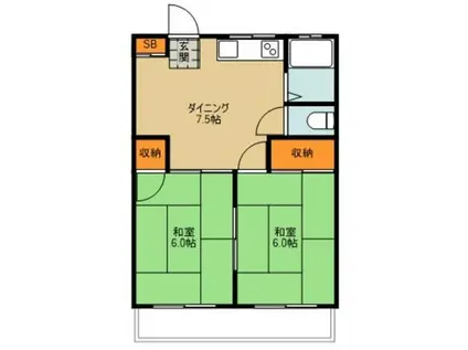 ホワイトベルハイム(2DK/2階)の間取り写真