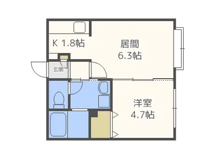サフィニア五番館(1LDK/2階)の間取り写真