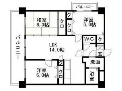 レキシントンスクエア小笹(3LDK/3階)の間取り写真