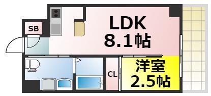 アイボリーポワント難波ウエスト(1LDK/5階)の間取り写真