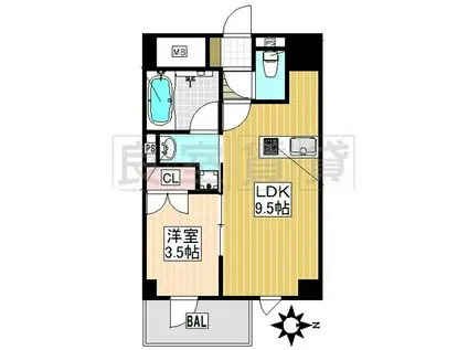 Mステージ矢田南(1LDK/12階)の間取り写真