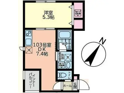 グッドウィル(1DK/1階)の間取り写真