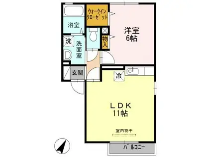 グッドラック高平(1LDK/2階)の間取り写真