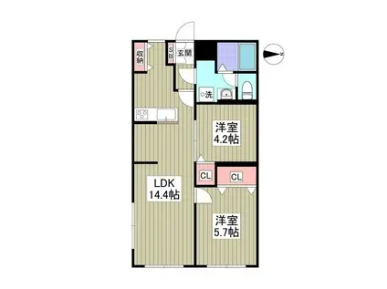 リブレス熊谷中央(2LDK/1階)の間取り写真