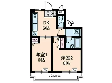 三番館竹下(2DK/3階)の間取り写真