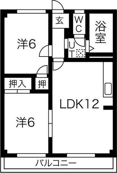 エスポア三好(2LDK/2階)の間取り写真