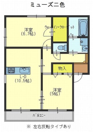 ミューズ二色(2LDK/1階)の間取り写真