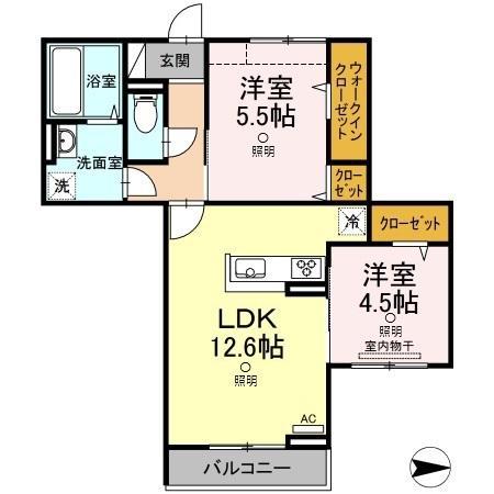 カトーナヴィラ(2LDK/2階)の間取り写真