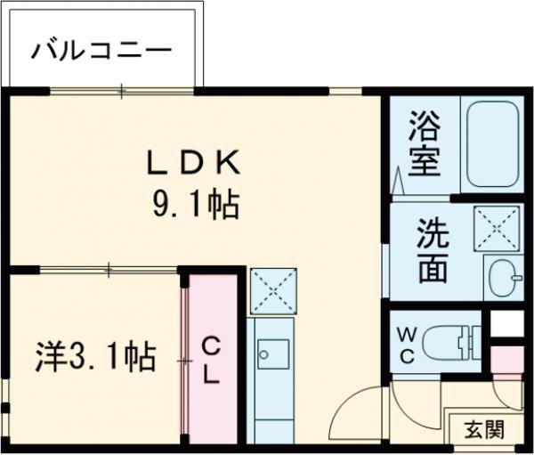 REGALEST健軍II(1LDK/1階)の間取り写真