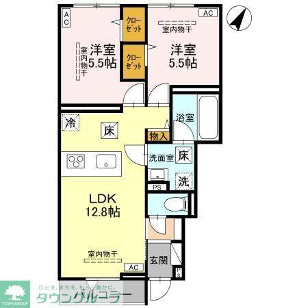 ベルヴィル(2LDK/1階)の間取り写真