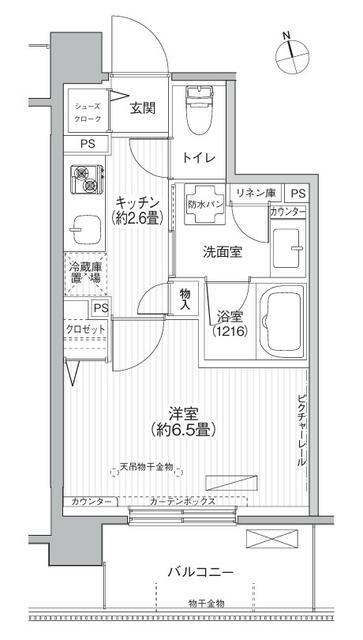CIELLE自由が丘(1K/2階)の間取り写真