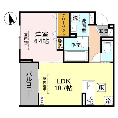 TORISIAS 東城南 B(1LDK/1階)の間取り写真