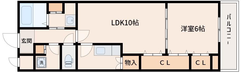 プリンスコート新高(1LDK/3階)の間取り写真