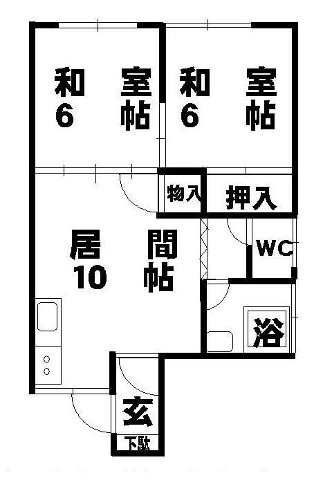 ハウスれいか(2LDK/2階)の間取り写真