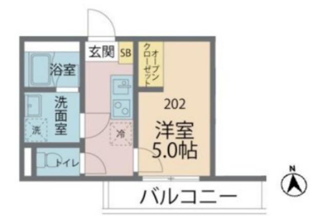 カインドネス鶴見小野(1K/2階)の間取り写真