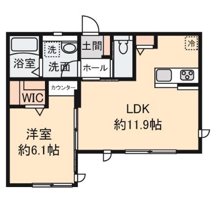 ハイムリバーフラット(1LDK/1階)の間取り写真