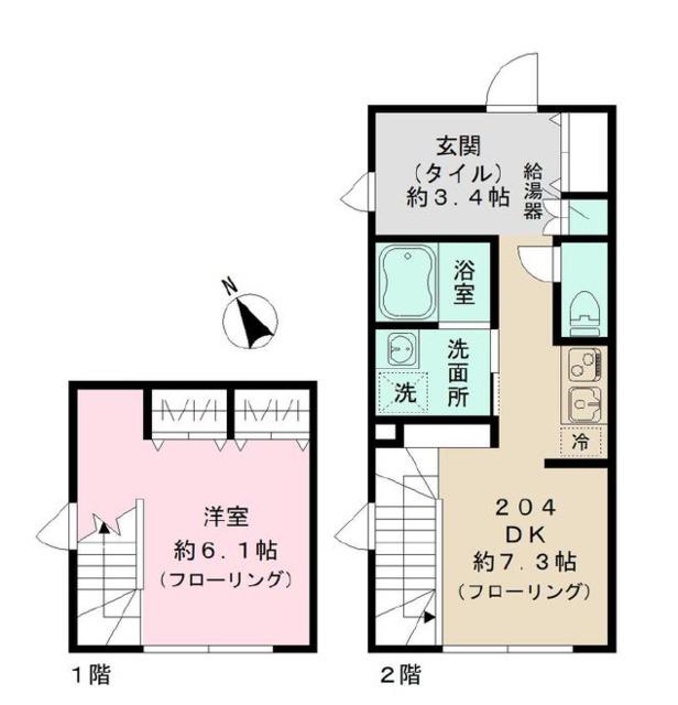 GREEN COURT中野(1DK/2階)の間取り写真