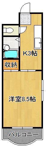 リバーサイド板櫃(1K/2階)の間取り写真