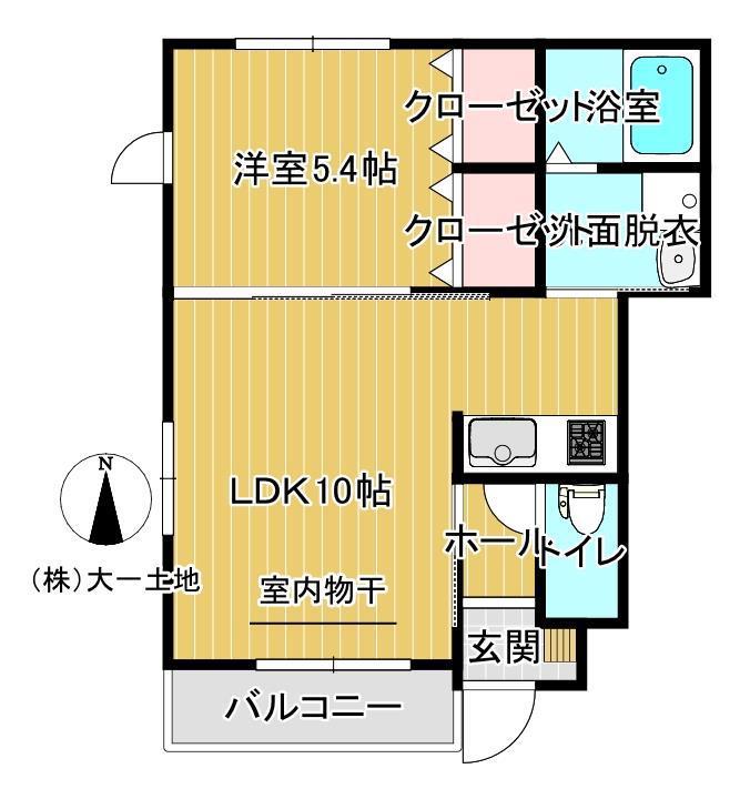 スカイコートA棟(1LDK/1階)の間取り写真