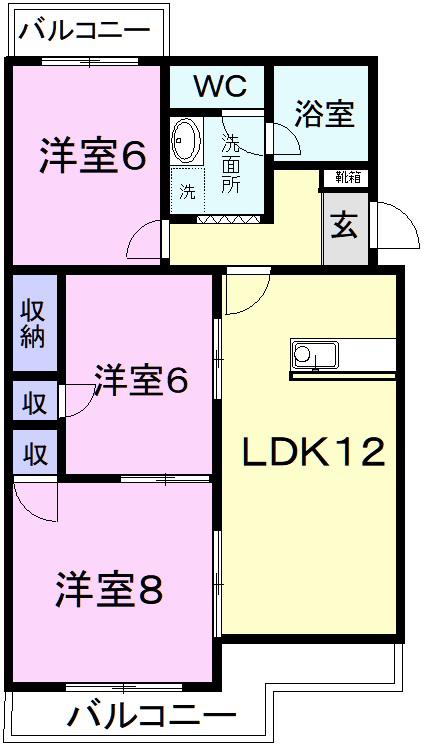 ペイザージュ(3LDK/3階)の間取り写真