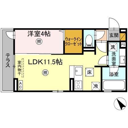 ラヴィエベル(1LDK/1階)の間取り写真