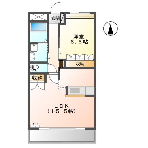 リバーサイド雅(1LDK/3階)の間取り写真