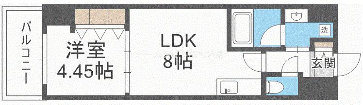 アーデン四ツ橋プライマリーワン(1LDK/2階)の間取り写真