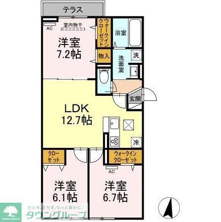 セレスティア江戸川(3LDK/1階)の間取り写真