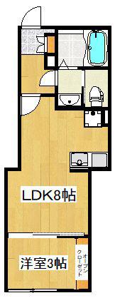 LUXIS東久留米(1LDK/3階)の間取り写真
