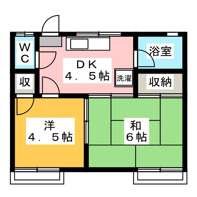 白樺コーポ(2DK/2階)の間取り写真