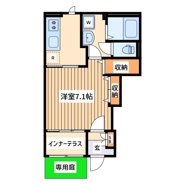 南柏マンション(1K/1階)の間取り写真