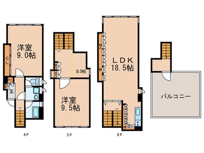 フォートCHE(2SLDK/4階)の間取り写真