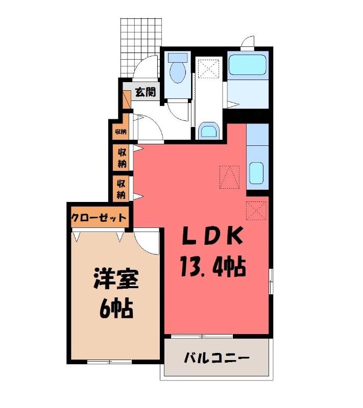 カリーノ(1LDK/1階)の間取り写真