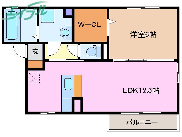 クレールカルチェVI B棟(1LDK/1階)の間取り写真