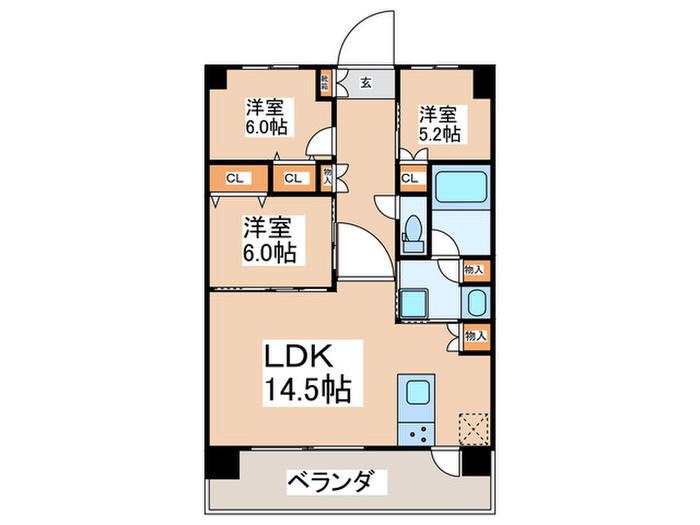 ルモンドームシティ(3LDK/13階)の間取り写真