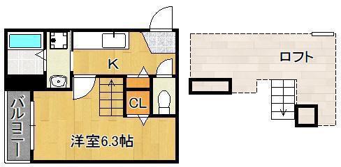 ソフィアHJ II(1K/2階)の間取り写真